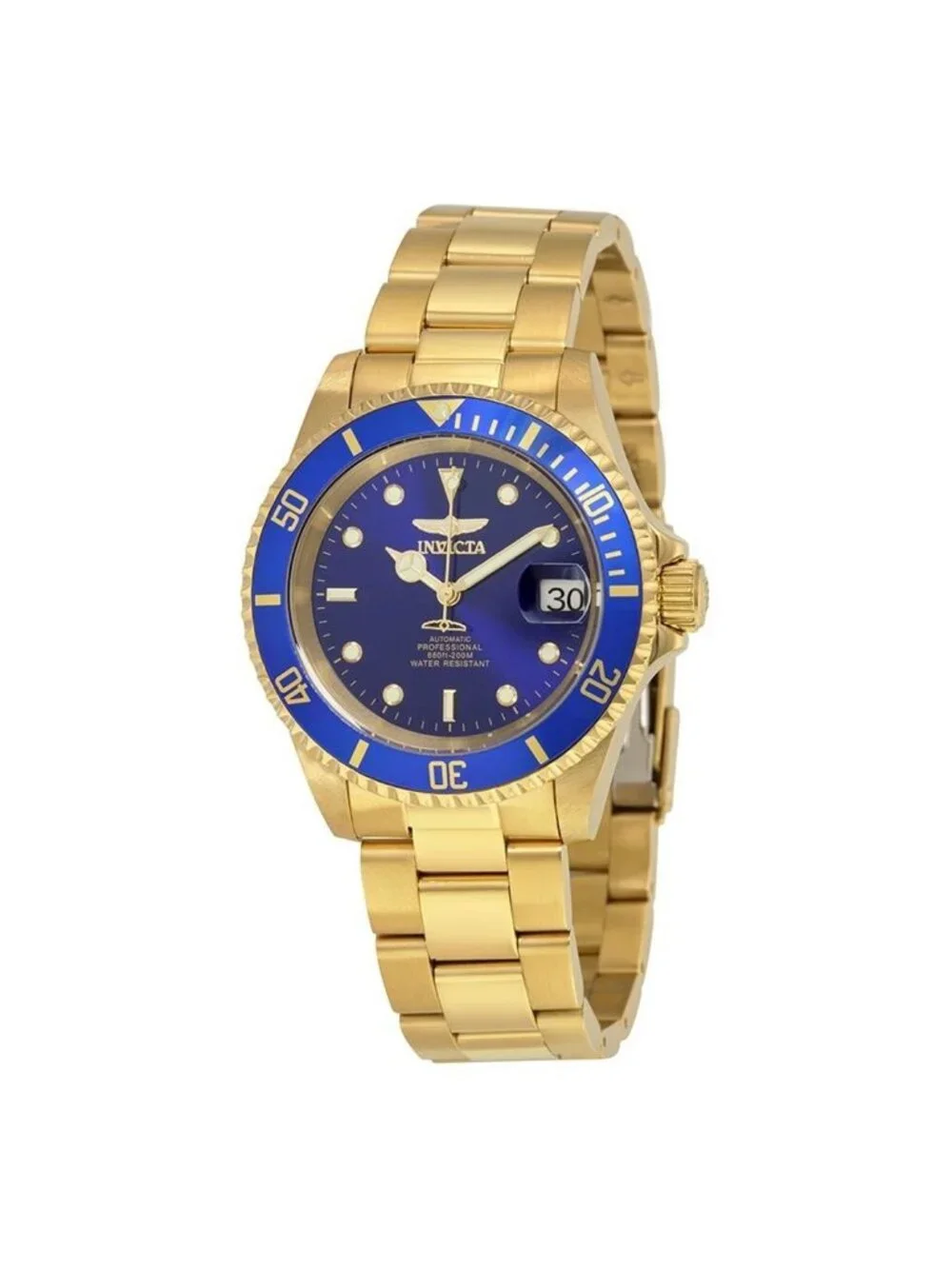 NWT Invicta Pro Diver Automatic Blue Dial Yellow Gold-plated Men's Watch